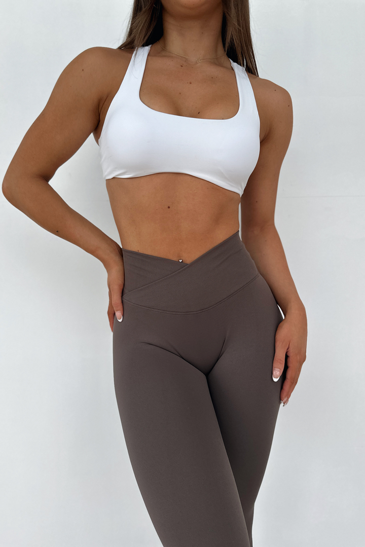 V FRONT SCULPT LEGGINGS - DEEP TAUPE